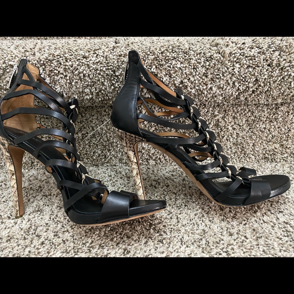 Coach Josey Black Leather Stiletto Heels 7B New